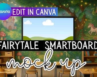 Fairytale Classroom Smart Board Mockup: Canva Drag-and-Drop Template (Digital Download)