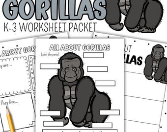 All About Gorillas | Animal Research Worksheets & Labeling | Life Science for K–3