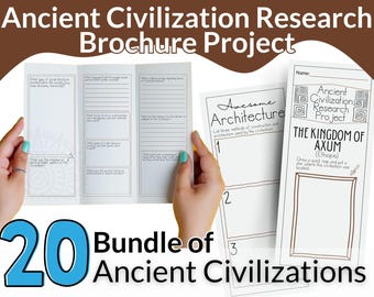 Bundle of 20 Ancient Civilization Research Brochures, History Project for Grades 6th-12th