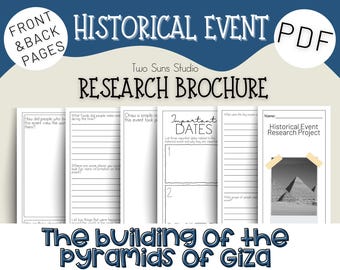 The Building of the Pyramids of Giza Historical Event Research Brochure, History Research Project for Middle School Grades 6-8 or Homeschool