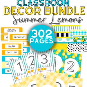 Lemon Classroom Decor Bundle: Customizable Modern Elementary Decor (PDF)