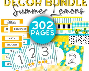 Lemon Classroom Decor Bundle, Modern Classroom, Customizable Classroom Decor, Easy and Modern Classroom Decorations, Elementary Decor