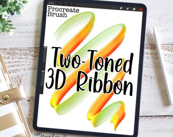 Two-Toned 3D Ribbon, Procreate, Procreate Brush, Procreate Accessories, iPad Art, Graphic Design, Digital Art, Graphic Arts