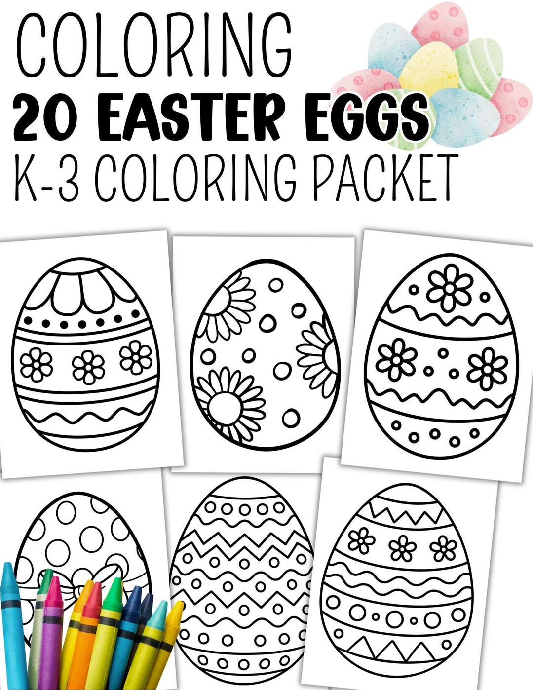 20 Easter Egg Coloring Pages, Early Finishers Activity, Easter Bulletin ...