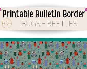 Bugs Beetles Theme Bulletin Border, Printable Bulletin Board Border | Digital Classroom Decor | 8.5x11” PDF | Teacher Bulletin Trim