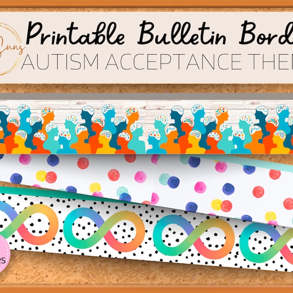 Autism Acceptance Theme Bulletin Border, Bulletin Board Border, Printable Classroom Decorations, PDF Format