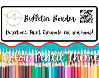 Color Pencil Theme Bulletin Border, Printable Bulletin Board Border | Digital Classroom Decor | 8.5x11” PDF | Teacher Bulletin Trim