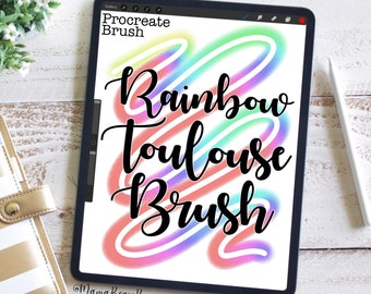 Rainbow Toulouse Brush, Procreate Brush, Procreate Accessories, iPad Art, Graphic Design, Digital Art, Graphic Arts