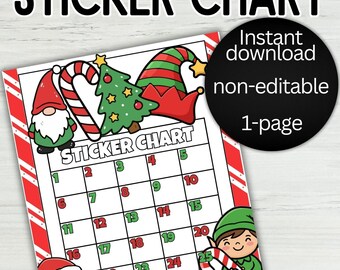 December Elf Christmas Reward Chart, SEL Learning & Motivation for Kids