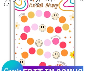 Groovy Reward Chart for Kids: Retro Printable Chore Tracker (Canva Download)
