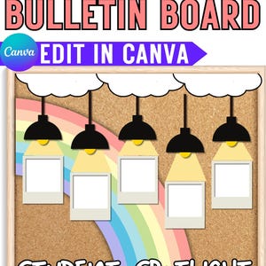 Druckbare Regenbogen Studenten Spotlight Bulletin Board | Bearbeitbares Canva Klassenzimmer-Dekor-Kit