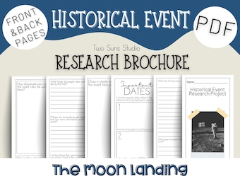The Moon Landing Historical Event Research Brochure, History Research Project for Middle School Grades 6-8 or Homeschool