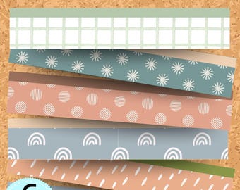 6 Boho Theme Classroom Bulletin Borders, Printable Bulletin Board Border | Digital Classroom Decor | 8.5x11” PDF | Teacher Bulletin Trim