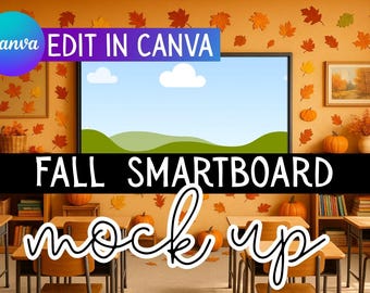 Autumn Smart Board Mockup: Canva Drag-and-Drop Teacher Resource (Digital Download)