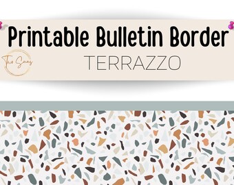 Terrazzo Print Bulletin Border, Printable Bulletin Board Border | Digital Classroom Decor | 8.5x11” PDF | Teacher Bulletin Trim