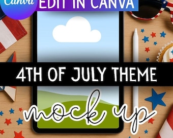 4th of July Tablet iPad Mockup: Canva Drag-and-Drop Mock (Digital Download)