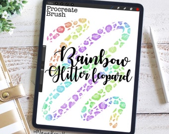 Rainbow Glitter Leopard Brush, Procreate Brush, Procreate Accessories, iPad Art, Graphic Design, Digital Art, Graphic Arts