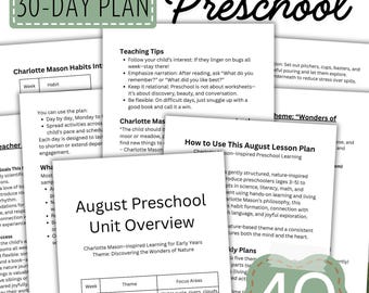 Charlotte Mason Inspired August Preschool Lesson Plan | Nature-Based Weekly Themes + Daily Rhythm | Homeschool & Classroom