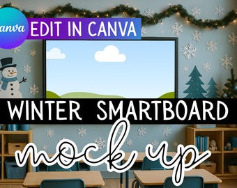 Smart Board Mockup Canva Template: Teacher Resource Display (Digital Download