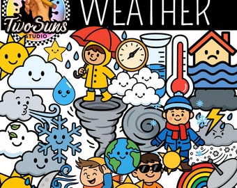 Weather Clipart Bundle | 35 PNG Illustrations | Teacher Classroom Decor | Science Clipart | Educational Kids Clip Art