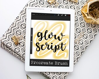 Glow Script Brush, Procreate Brush, Procreate Accessories, iPad Art, Graphic Design, Digital Art, Graphic Arts