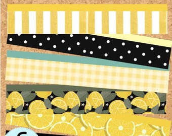 6 Lemon Theme Classroom Bulletin Borders, Printable Bulletin Board Border | Digital Classroom Decor | 8.5x11” PDF | Teacher Bulletin Trim