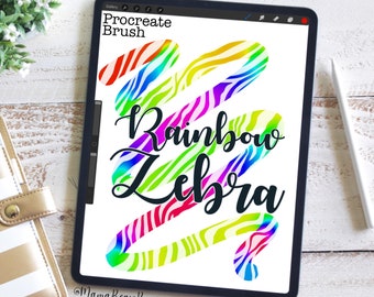 Rainbow Zebra, Procreate Brush, Procreate Accessories, iPad Art, Graphic Design, Digital Art, Graphic Arts
