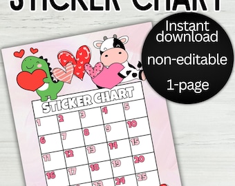 Valentine Themed Sticker Chart, Reward Charts for Kids, SEL Learning & Motivation for Kids