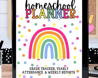 Ultimate Homeschool Undated Planner, 250+ pages, Printable Planner, , Homeschool Resources, Grade Tracker, Attendance Record, School Planner