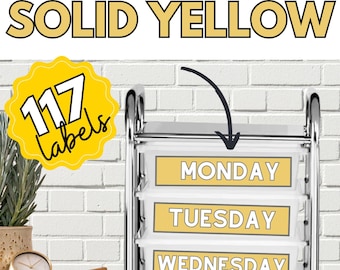 117 Yellow Rolling Cart Labels for Classrooms & Blank Labels to Customize, Classroom Organization and Labels