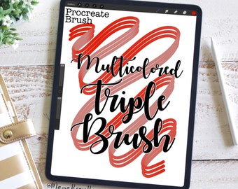 Multicolored Triple Brush, Procreate Brush, Procreate Accessories, iPad Art, Graphic Design, Digital Art, Graphic Arts