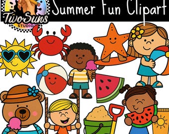 Summer Clipart PNG | 12 Cute Summer Illustrations | 3000x3000px Transparent Background | Classroom Clipart | Commercial Use is OK