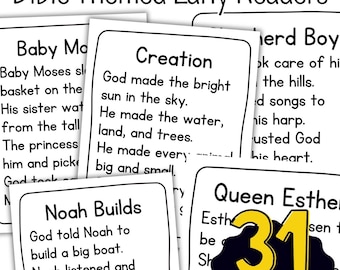 31 Bible Early Reader Passages for Kindergarten & 1st Grade | Christian Homeschool Reading | Kids Faith Printable PDF