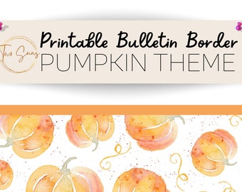 Pumpkin Theme Bulletin Border, Bulletin Board Border, Printable Classroom Decorations, PDF Format