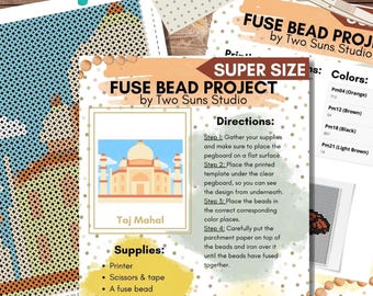 SUPER Size Taj Mahal Fuse Bead Template, Use with Perler Beads, Fuse Bead Pattern, Art Project