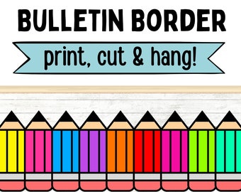 Pencil Theme Bulletin Border, Bulletin Board Border, Printable Classroom Decorations, Modern Classroom Decorations, Bulletin Display