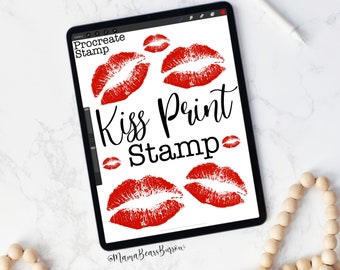 Kiss Stamp, Procreate Brush, Procreate Accessories, iPad Art, Graphic Design, Digital Art, Graphic Arts