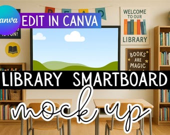Classroom Smart Board Mockup for Canva: Teacher Resource Display (Digital Download)