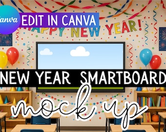 Smart Board Mockup for Canva: Teacher Resource Display (Digital Download