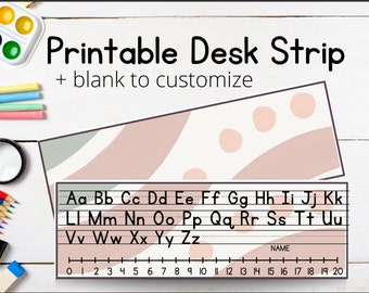 Boho Desk Strip with Alphabet, Number Line and Name, Classroom Resources, Elementary, Primary School, Printable Classroom Decorations
