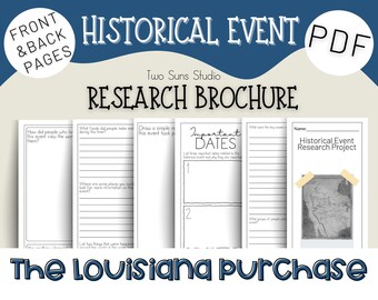 Louisiana Purchase Historical Event Research Brochure, History Research Project for Middle School Grades 6-8 or Homeschool
