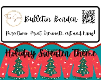 Christmas Sweater Bulletin Border, Printable Bulletin Board Border | Digital Classroom Decor | 8.5x11” PDF | Teacher Bulletin Trim