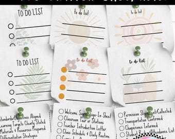 Boho Sticky Note Template Printable • 3x3 Post-it Note To-Do List Inserts • Aesthetic Teacher Planner Tool • Editable PDF Download