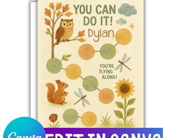Nature Reward Chart: Kids Behavior Tracker, Customizable in Canva (Digital Download)