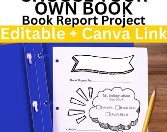 Editable High School Book Report Template | Choose Your Own Book | Editable in Canva