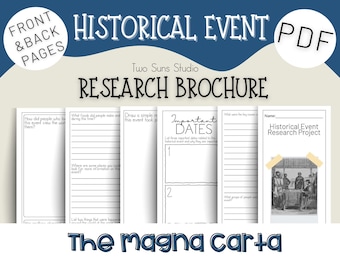 The Magna Carta Historical Event Research Brochure, History Research Project for Middle School Grades 6-8 or Homeschool