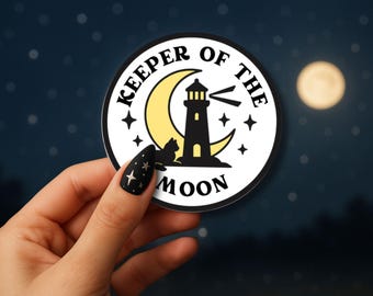 Keeper of the Moon Stickers, Aesthetic Laptop Decals, Celestial Home Decor, Witchy Gift, Lunar Vibes, Space Enthusiast Accessories
