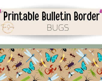 Bugs Theme Bulletin Border, Printable Bulletin Board Border | Digital Classroom Decor | 8.5x11” PDF | Teacher Bulletin Trim