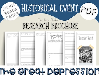 The Great Depression Historical Event Research Brochure, History Research Project for Middle School Grades 6-8 or Homeschool