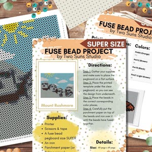 Mount Rushmore Fuse Bead Template: SUPER Size Perler Bead Pattern